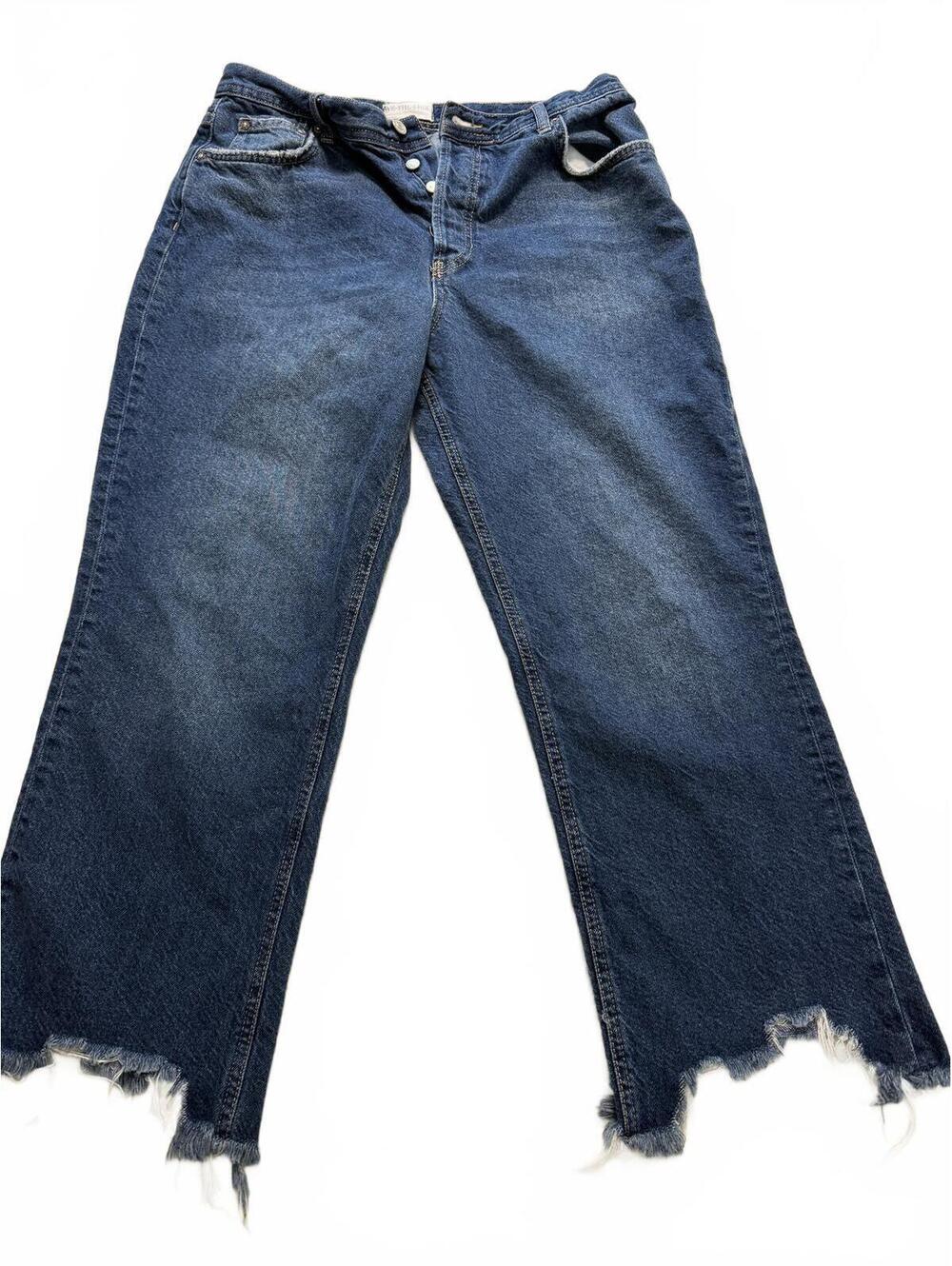 WE THE FREE Maggie Midrise Straight Leg SZ 31 Raw Hem 100% Cotton Luxury Jean